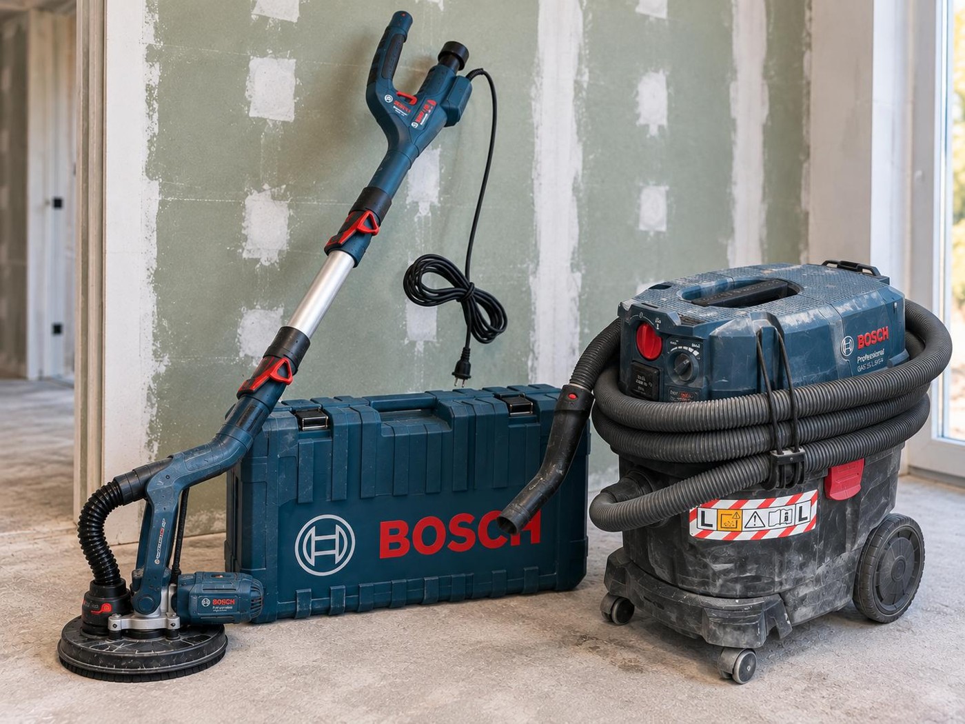 Bosch Schleifgiraffe mit Bosch Professional Sauger